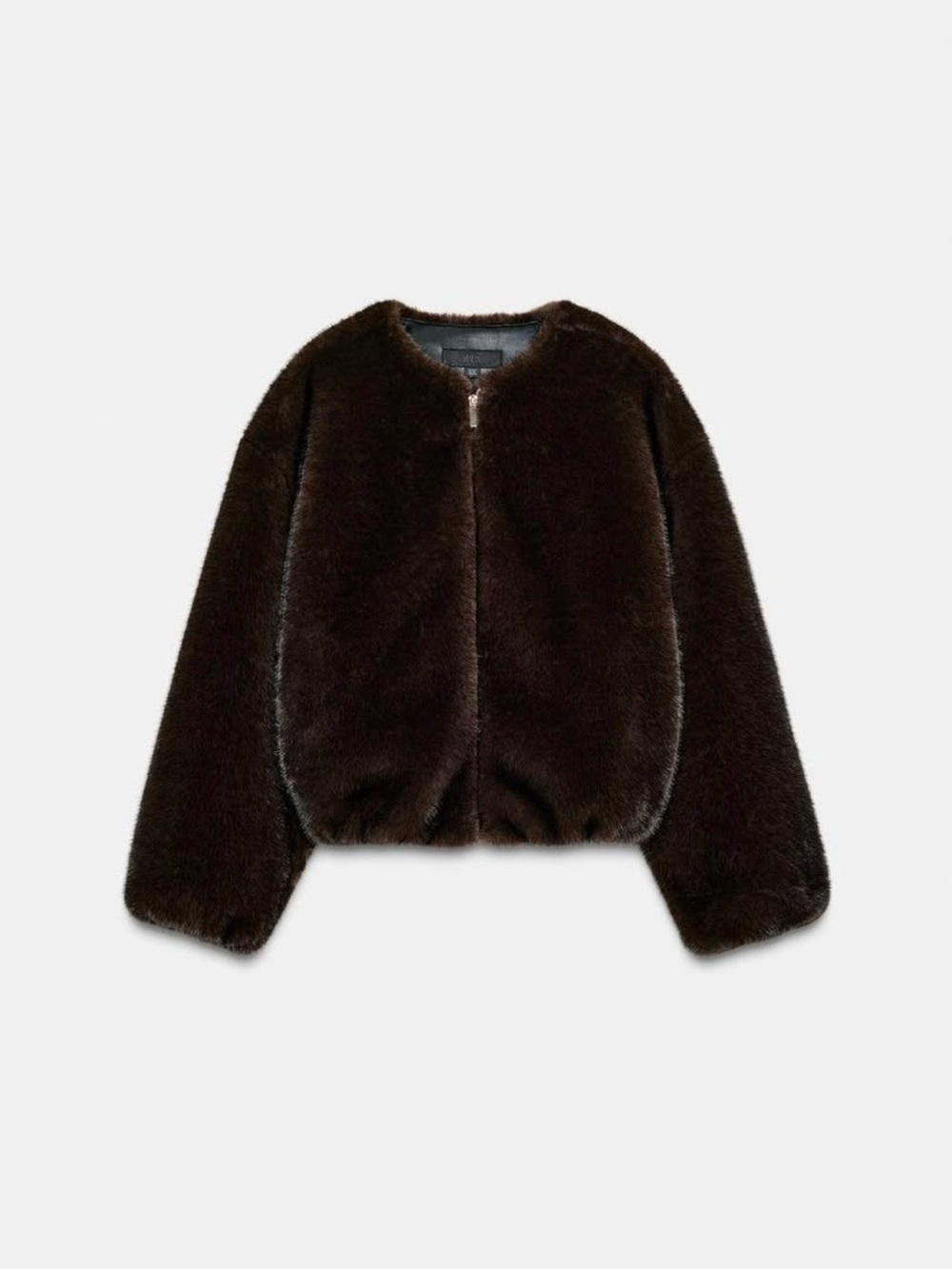Zara Fur Bomber Jacket - Dark Brown
